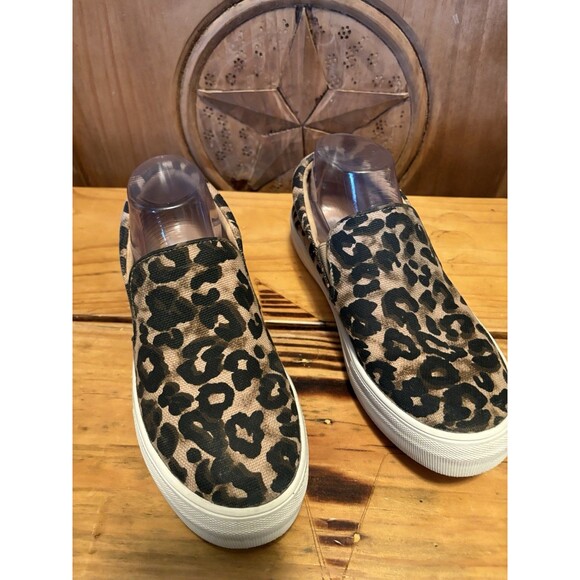 Steve Madden Glaammar Canvas Leopard Print Dual Sneakers 8.5 Slip On Flats - Picture 4 of 7